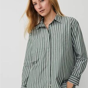 Ann Taylor Yellow and Blue Striped Shirt